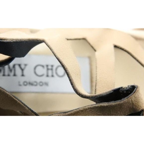 Jimmy Choo Open-Toe Suede Laser Cut Sandal Heels  - Picture 4 of 7